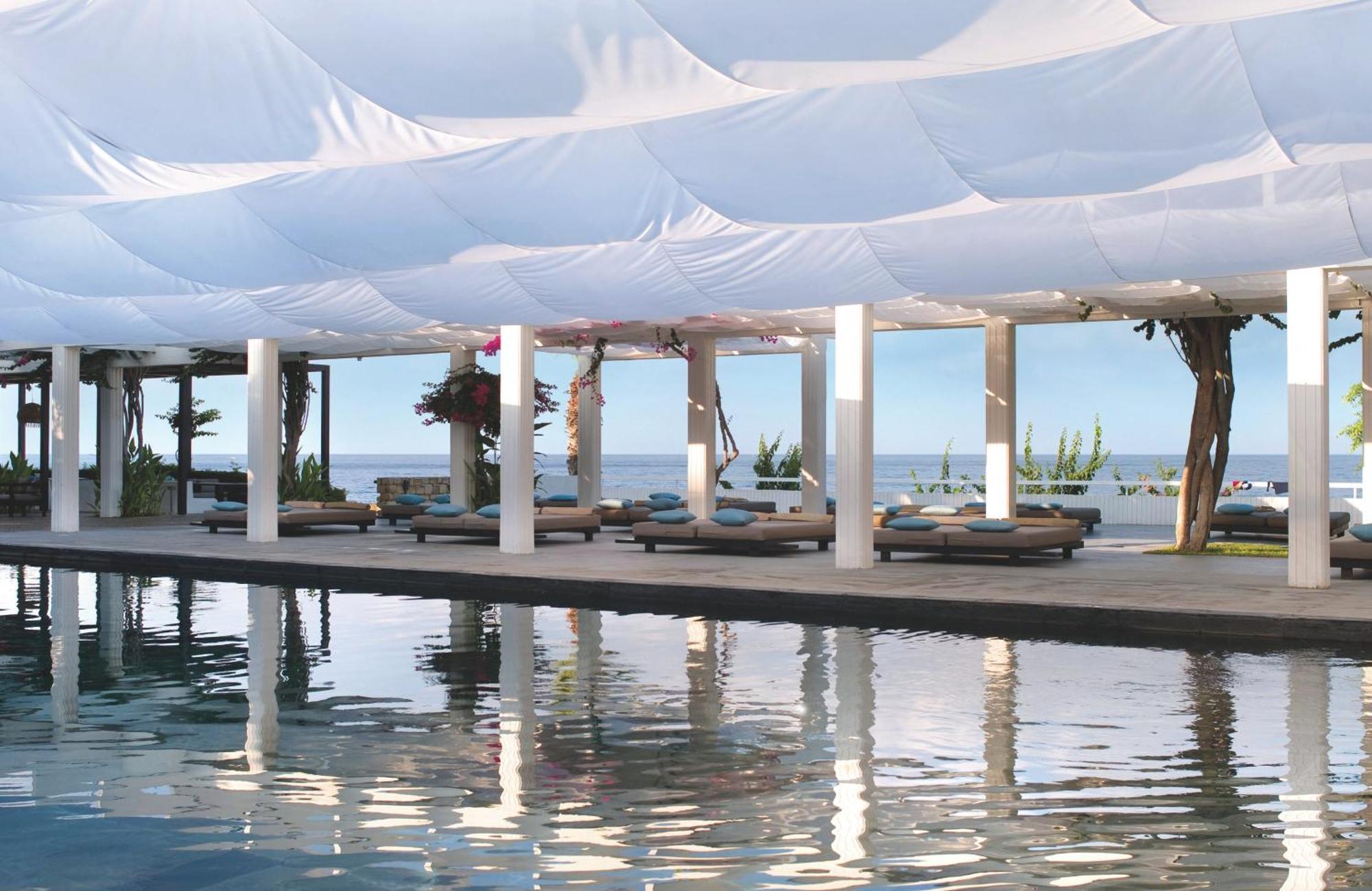 Almyra Hotel Paphos Kültér fotó The beach club at the resort